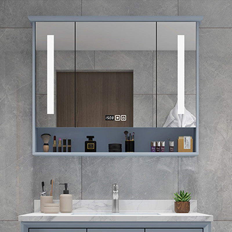 High quality LED Mirror Cabinet Bathroom Cabinet Combination Simple Mirror Cabinet Integrated Cabinet Hand Washing Face Bathroom Washing Mirror Cabinet Lamp Mirror