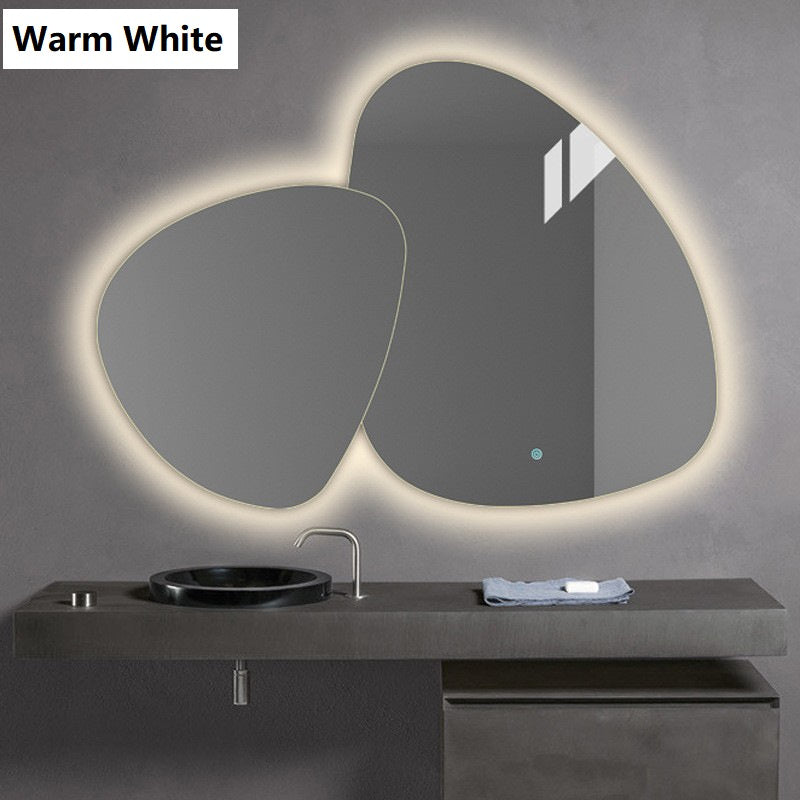 LED Mirror Water drop mirror smart bathroom mirror special-shaped hotel bathroom wall-mounted mirror LED anti-fog irregular bathroom mirror LED