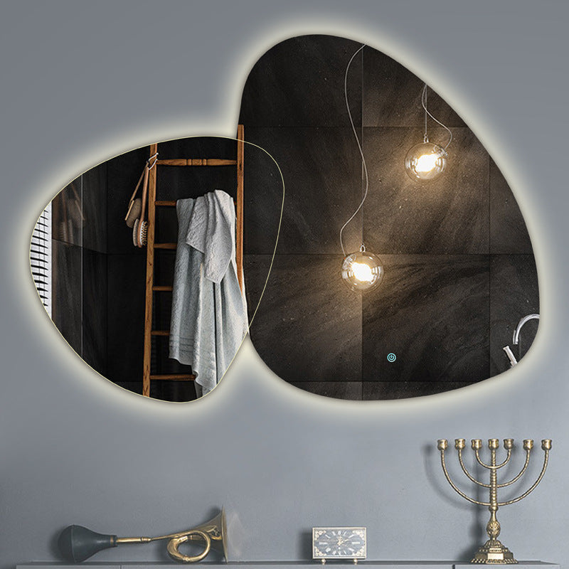 LED Mirror Water drop mirror smart bathroom mirror special-shaped hotel bathroom wall-mounted mirror LED anti-fog irregular bathroom mirror LED