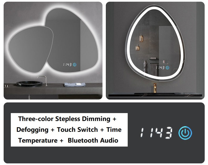 LED Mirror Water drop mirror smart bathroom mirror special-shaped hotel bathroom wall-mounted mirror LED anti-fog irregular bathroom mirror LED