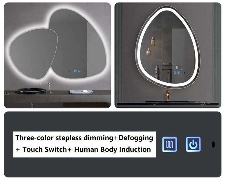 LED Mirror Water drop mirror smart bathroom mirror special-shaped hotel bathroom wall-mounted mirror LED anti-fog irregular bathroom mirror LED