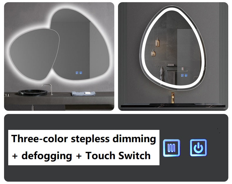 LED Mirror Water drop mirror smart bathroom mirror special-shaped hotel bathroom wall-mounted mirror LED anti-fog irregular bathroom mirror LED