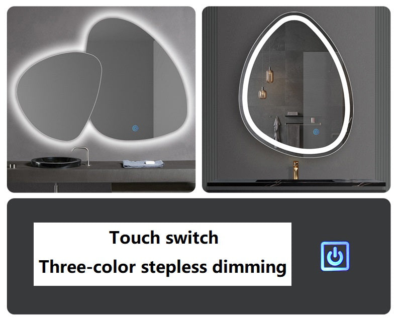 LED Mirror Water drop mirror smart bathroom mirror special-shaped hotel bathroom wall-mounted mirror LED anti-fog irregular bathroom mirror LED