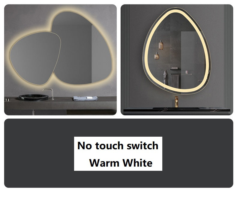 LED Mirror Water drop mirror smart bathroom mirror special-shaped hotel bathroom wall-mounted mirror LED anti-fog irregular bathroom mirror LED