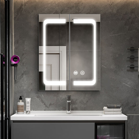 Stainless Steel Double Door Led Mirror Cabinet Bathroom Illuminated Led medicine Cabinet smart mirror cabinet hot sales