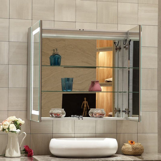 Medicine cabinet mirrored vanity make up led private label smart circle bedroom mirror decoration screen mirroring