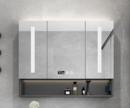 Modern Bathroom Furniture Bathroom Storage LED Mirror Cabinet Black Bathroom Vanity With Led Light